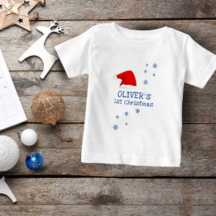 Baby`s First Christmas Santa Hat Snowflake  Baby T-Shirt