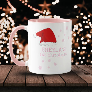 Baby`s First Christmas Santa Hat Snowflake Coffee  Mug