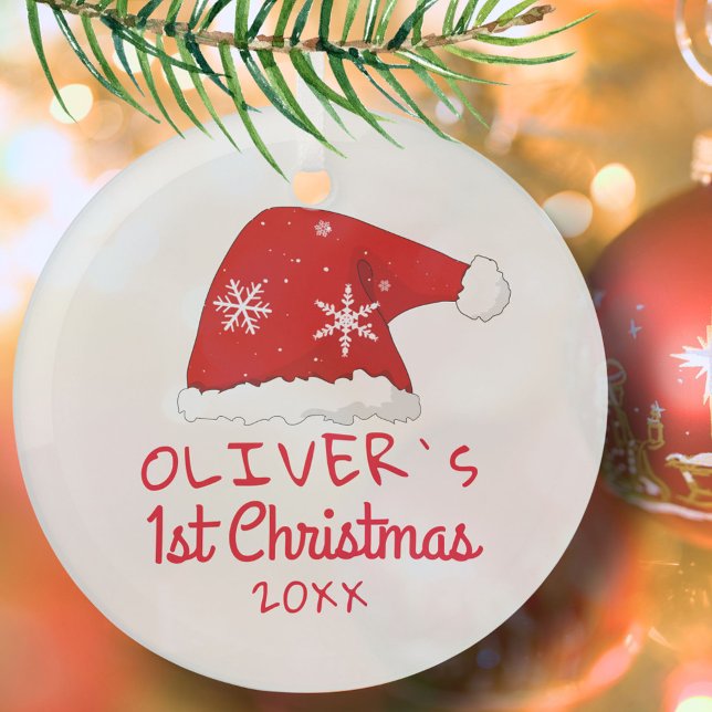 Baby`s First Christmas Santa Hat Snowflakes Glass Tree Decoration (Creator Uploaded)