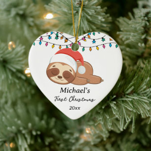 Baby’s First Christmas Sloth Custom Name Ceramic Tree Decoration