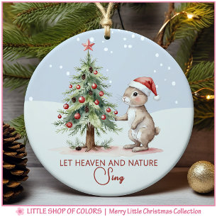 Baby’s First Christmas Woodland Bunny Photo Ceramic Tree Decoration