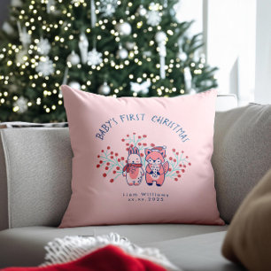 Baby’s First Christmas Woodland Friends Cushion