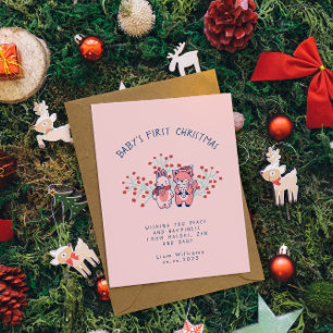 Baby’s First Christmas Woodland Friends Holiday Card