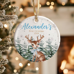 Baby’s First Christmas Woodland Reindeer Ceramic Tree Decoration