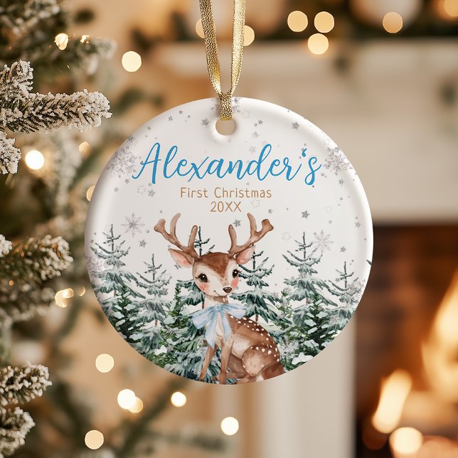 Baby’s First Christmas Woodland Reindeer Ceramic Tree Decoration (Creator Uploaded)