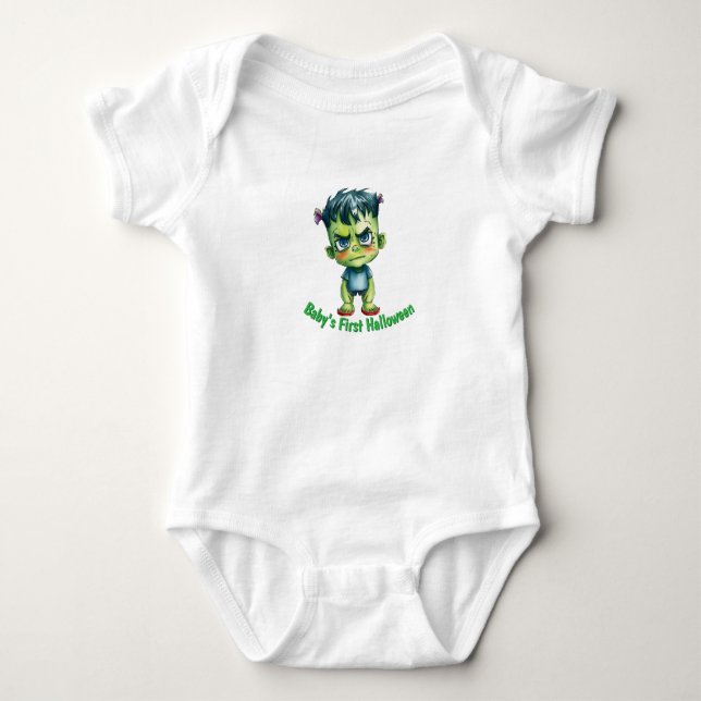 Baby’s First Halloween Frankenstein  Baby Bodysuit (Front)