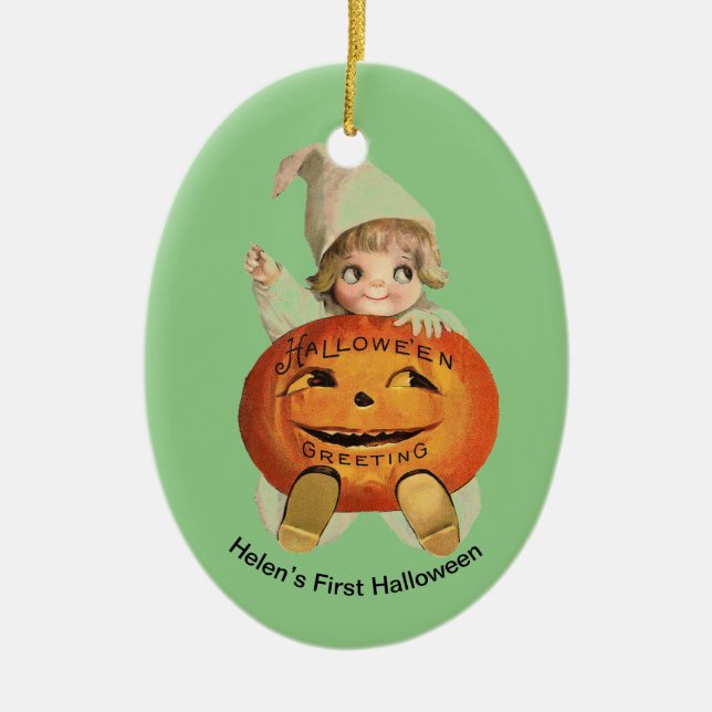 Baby’s First Halloween Personalised Ornament (Front)