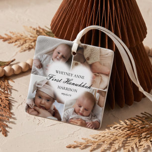 Baby’s First Hanukkah 4 Photo Collage Personalised Ceramic Ornament