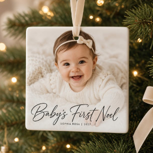 Baby’s First Noel Photo Name First Christmas Ceramic Ornament