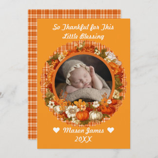 Baby’s First Thanksgiving Fall Floral Photo Holiday Card