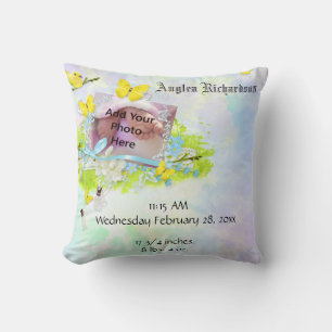 Baby’s Yellow Bird and Butterfly Photo Frame Cushion