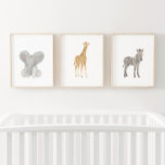 Baby Safari Animal Nursery Decor<br><div class="desc">Add a finishing touch to your little one's safari themed space with this set of three elephant,  giraffe,  and zebra prints.</div>
