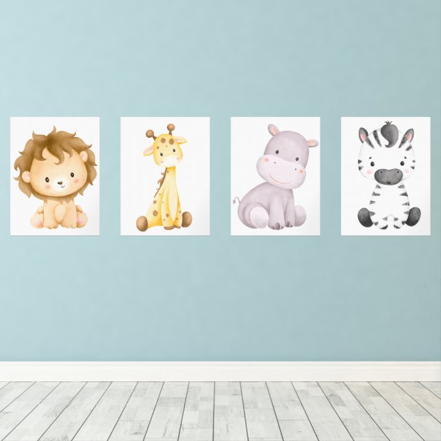 Baby Safari Animal Wall Decor (Wood Floor)