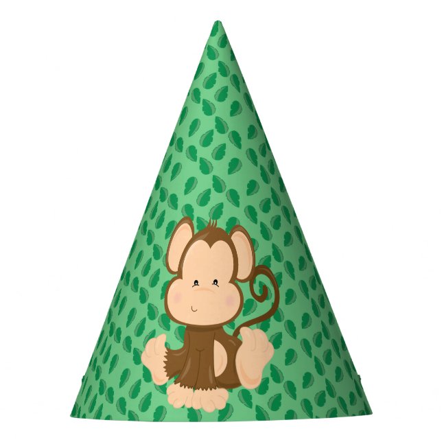 Baby Safari Animals Party | Monkey Party Hat (Front)