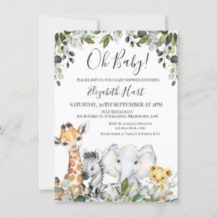 Baby Safari Animals with Lion Baby Shower Invitation