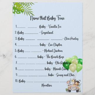 Baby Safari Baby Shower Games Flyer