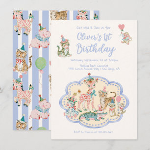 Baby safari jungle Animals Birthday Party Invitation