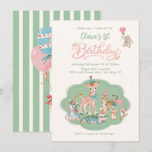 Baby safari jungle Animals Birthday Party Invitation