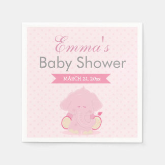Baby Safari Pink Sleepy Elephant Napkin