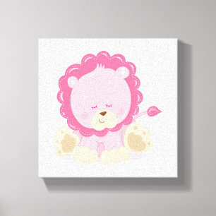 Baby Safari Pink sleepy Lion Canvas Print