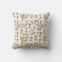 Baby Safari Wildlife With Doodle Flowers