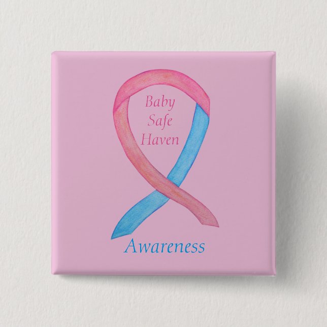 Baby Safe Haven Awareness Ribbon Custom Pin (Front)