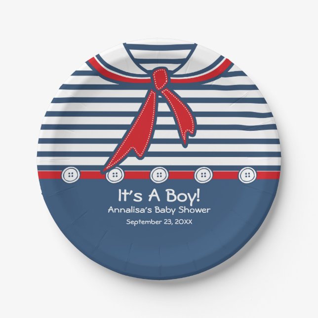 Baby Sailor Suit B Paper Plate (Front)