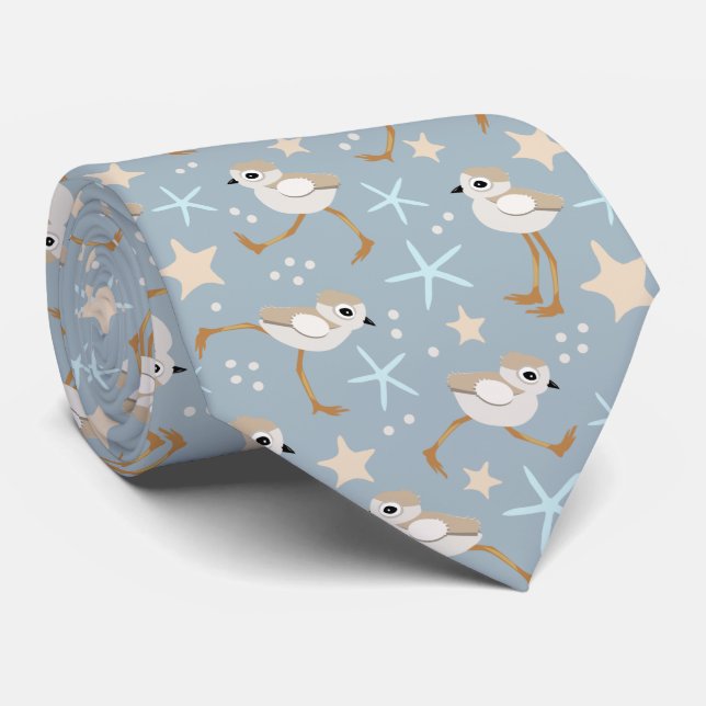 Baby Sandpipers Piping Plover Beachcomber Tie (Rolled)