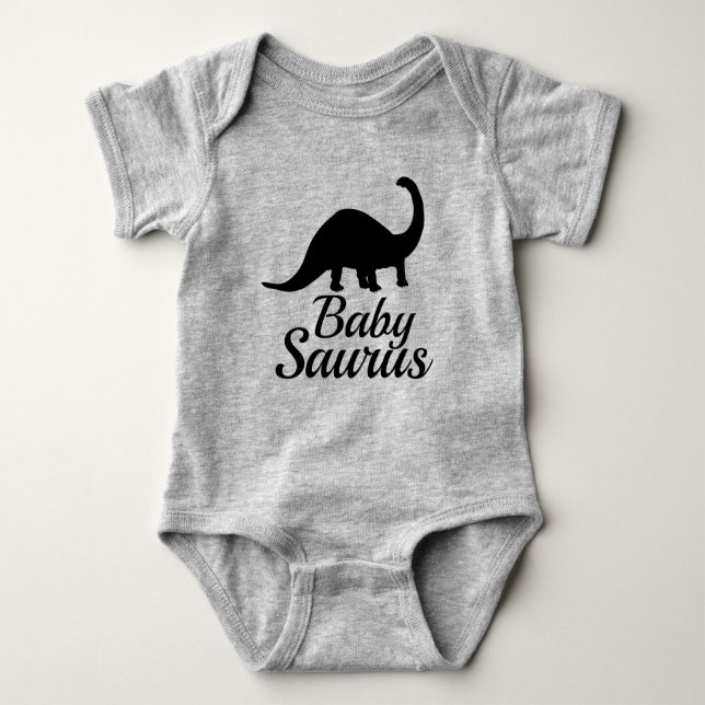 Baby Saurus Brontosaurus Silhouette Baby Bodysuit (Front)