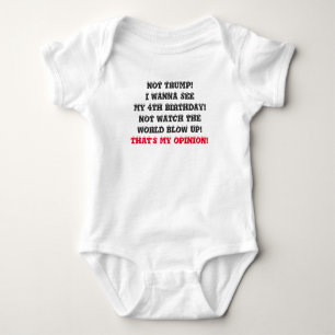 BABY SAYS "NOT TRUMP..." CUTE 3-SNAP OUTFIT BABY BODYSUIT