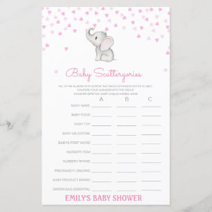 Baby Scattergories Baby Shower Game PRINTED