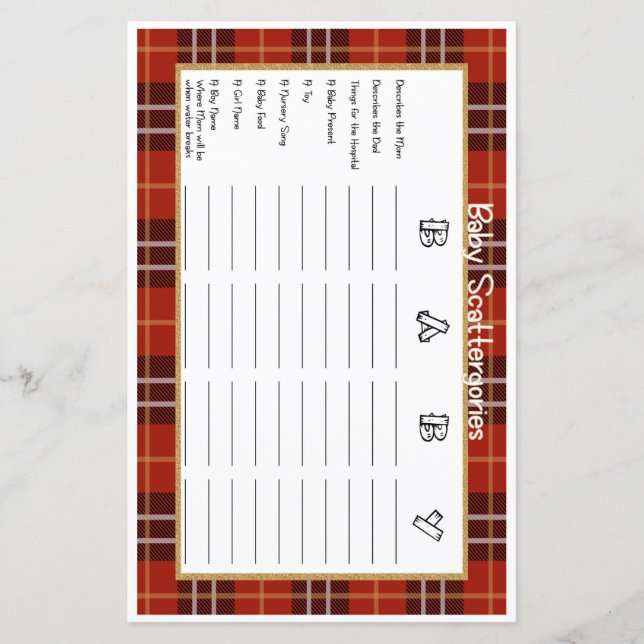 Baby Scattergories Little Lumberjack Baby Shower (Front)