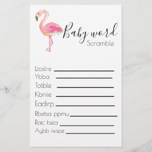 Baby scramble baby shower game flamingo