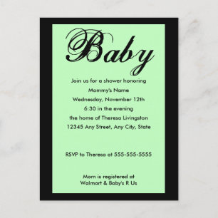 Baby Script Baby Shower Invitation Green Postcard