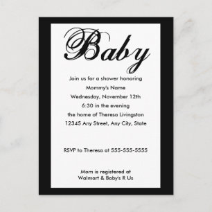 Baby Script Baby Shower Invitation White Postcard