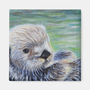 Baby Sea Otter Painting Magnet