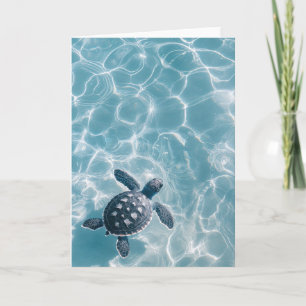 Baby Sea Turtle in Clear Water Card