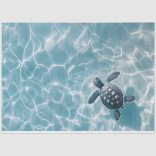 Baby Sea Turtle in Clear Water Decoupage Tissue Paper