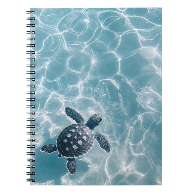 Baby Sea Turtle in Clear Water Notebook (Front)