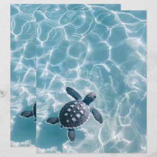 Baby Sea Turtle in Clear Water Scrapbook Paper