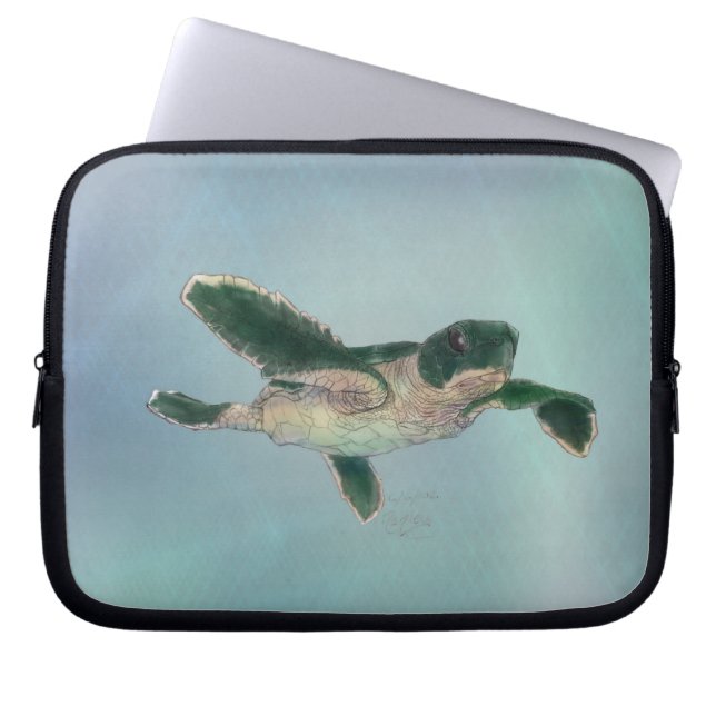 Baby Sea Turtle Laptop Sleeve (Front)