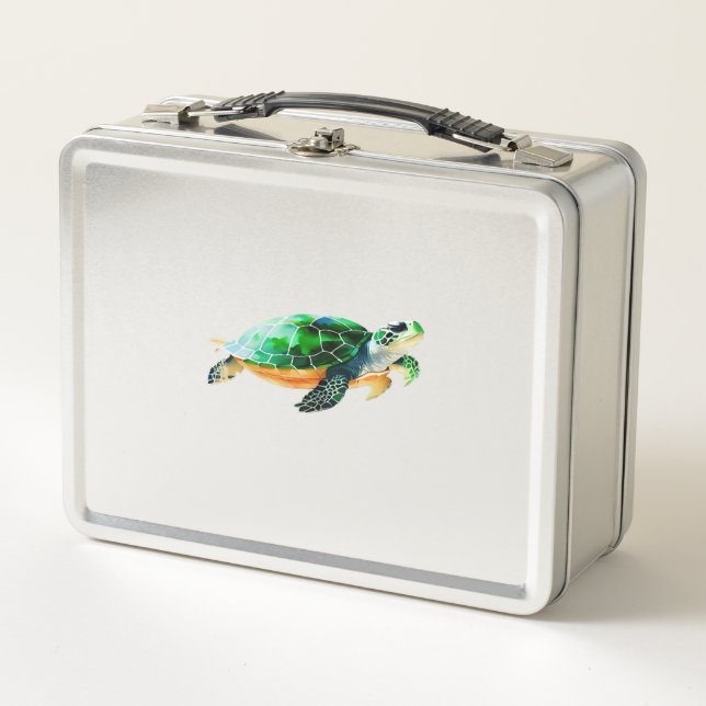 Baby Sea Turtle Moving Towards the Sea Metal Lunch Box (Front)