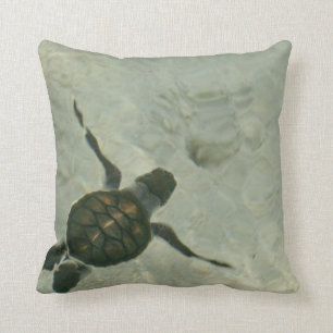 Baby Sea Turtle Swimming Out To Sea Cushion