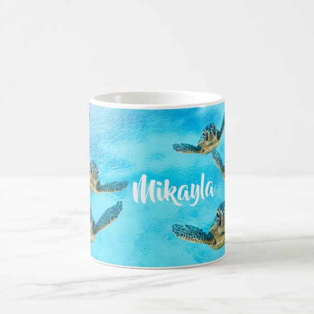 Baby Sea Turtles Swimming Coffee Mug (Center)