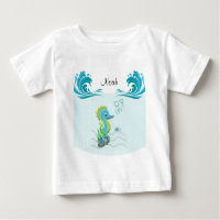 Baby Seahorse | Blue Personalised Baby T-Shirt