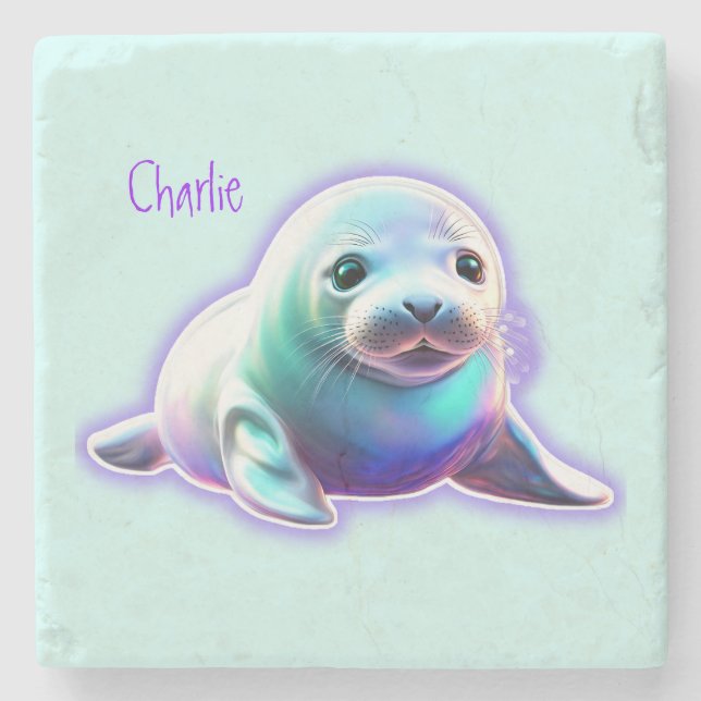 Baby Seal  Stone Coaster (Front)
