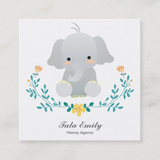 Baby Services Cute Elephant Business Card (Front)
