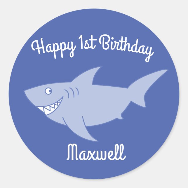 Baby Shark 1st Birthday Sticker Seals (Front)