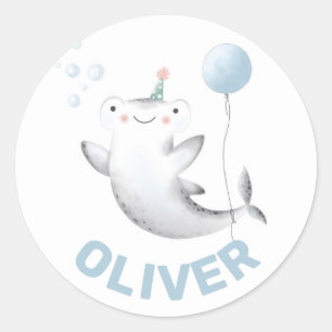 Baby Shark Balloon Kid's Birthday Siticker Classic Round Sticker