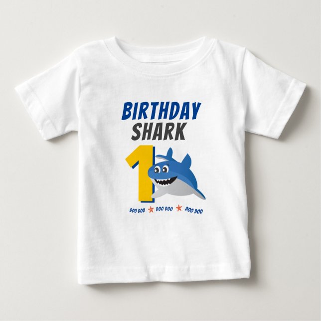 Baby Shark Birthday Shirt with Customizable Age (Front)